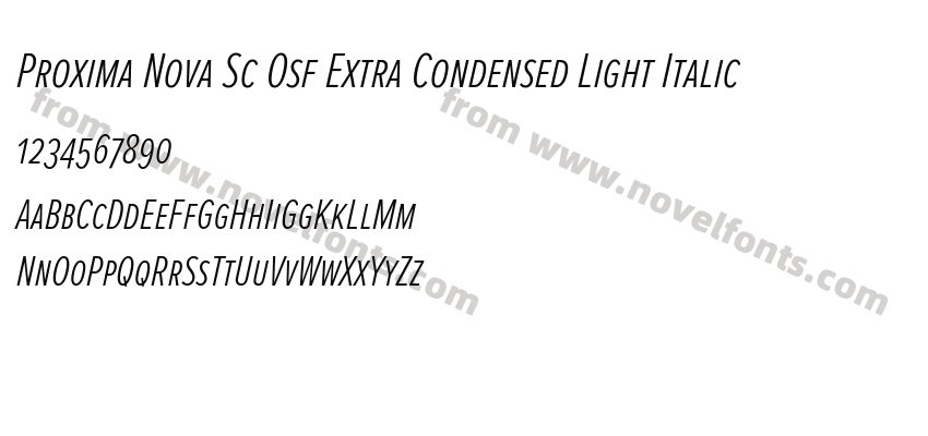 Proxima Nova Sc Osf Extra Condensed Light ItalicPreview