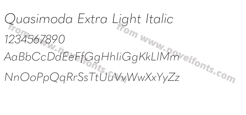 Quasimoda Extra Light ItalicPreview