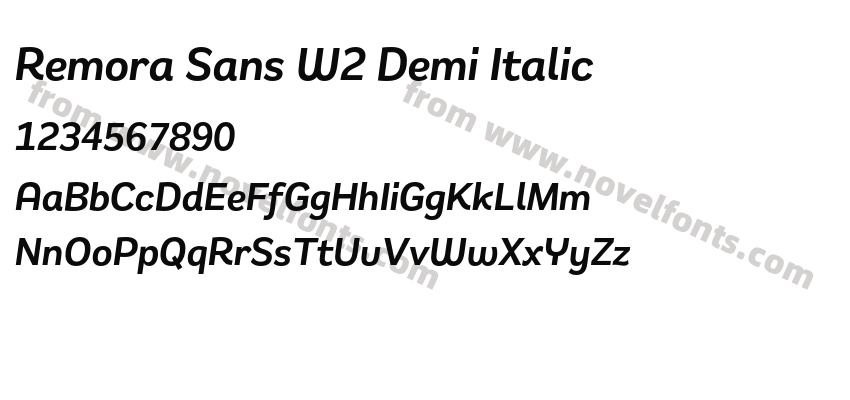 Remora Sans W2 Demi ItalicPreview