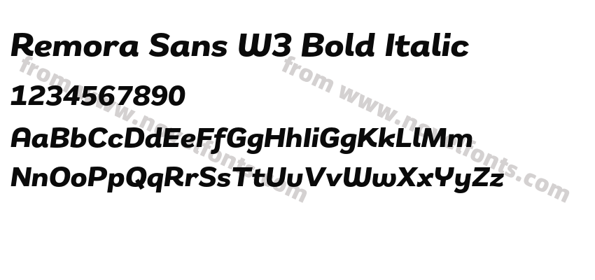 Remora Sans W3 Bold ItalicPreview