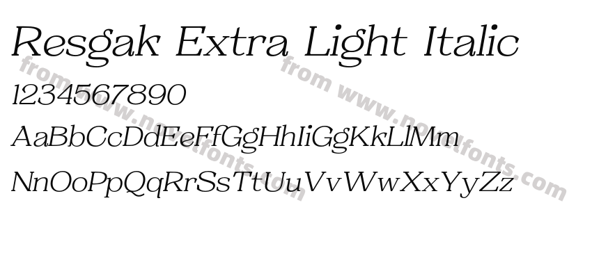 Resgak Extra Light ItalicPreview