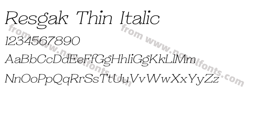 Resgak Thin ItalicPreview