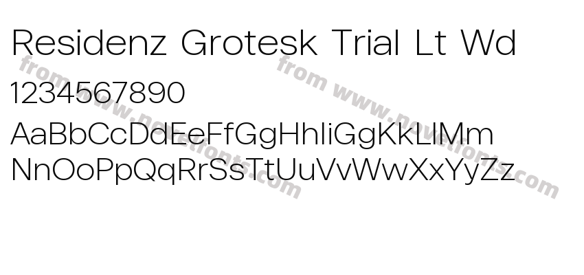Residenz Grotesk Trial Lt WdPreview