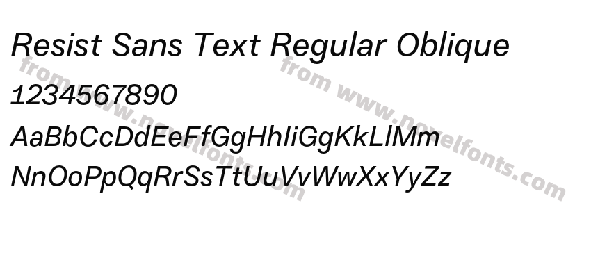 Resist Sans Text Regular ObliquePreview