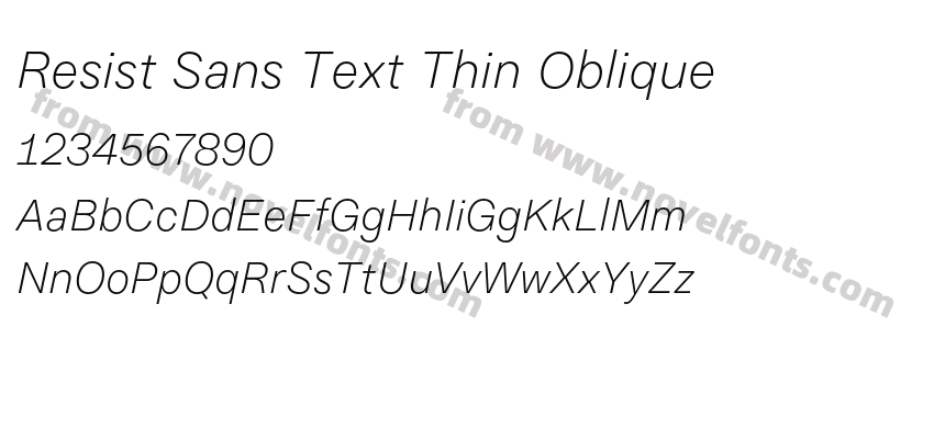 Resist Sans Text Thin ObliquePreview