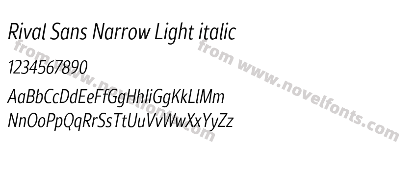 Rival Sans Narrow Light italicPreview