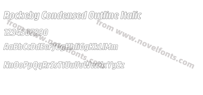 Rockeby Condensed Outline ItalicPreview