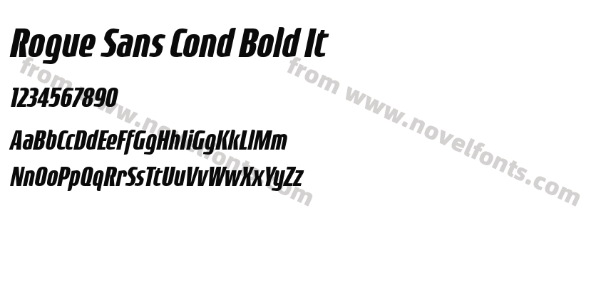 Rogue Sans Cond Bold ItPreview
