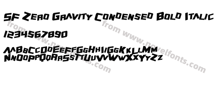 SF Zero Gravity Condensed Bold ItalicPreview