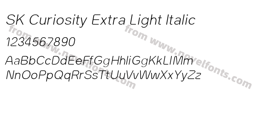 SK Curiosity Extra Light ItalicPreview