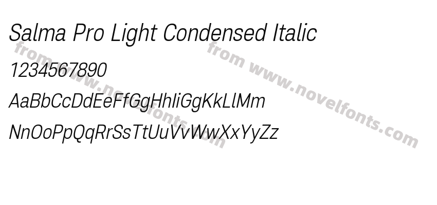 Salma Pro Light Condensed ItalicPreview