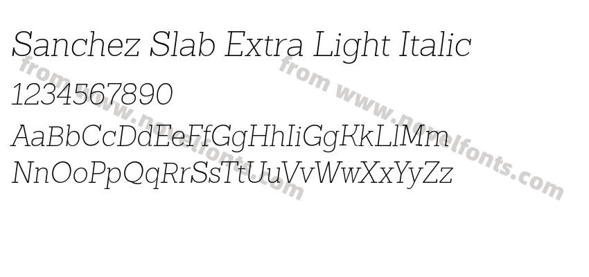 Sanchez Slab Extra Light ItalicPreview