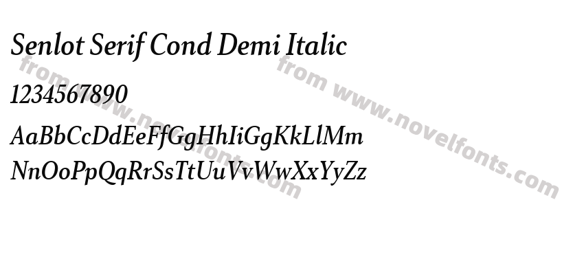 Senlot Serif Cond Demi ItalicPreview