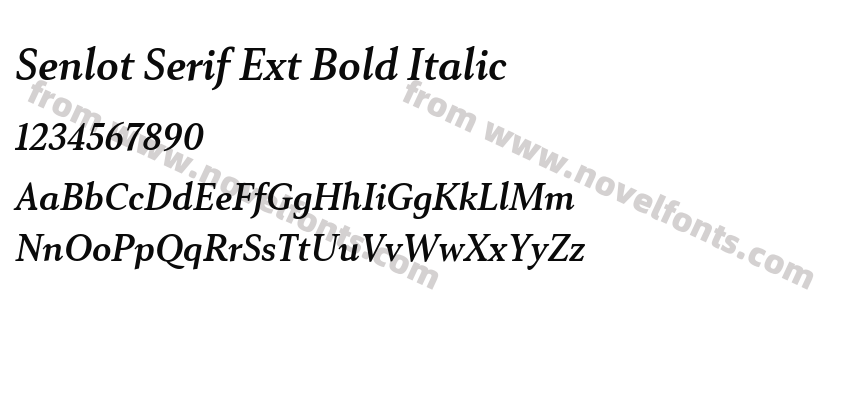 Senlot Serif Ext Bold ItalicPreview