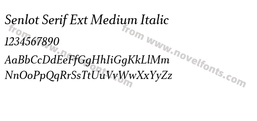 Senlot Serif Ext Medium ItalicPreview