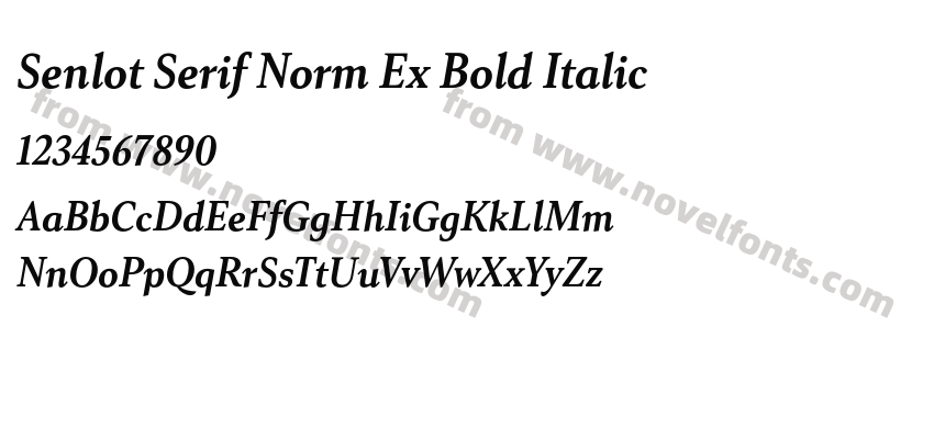 Senlot Serif Norm Ex Bold ItalicPreview