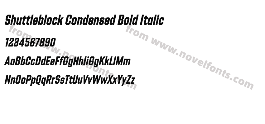Shuttleblock Condensed Bold ItalicPreview