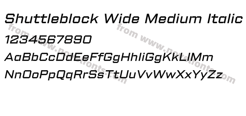Shuttleblock Wide Medium ItalicPreview