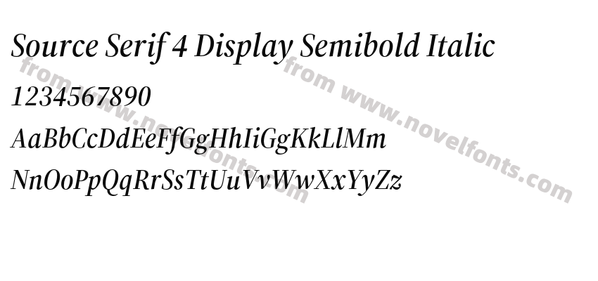 Source Serif 4 Display Semibold ItalicPreview