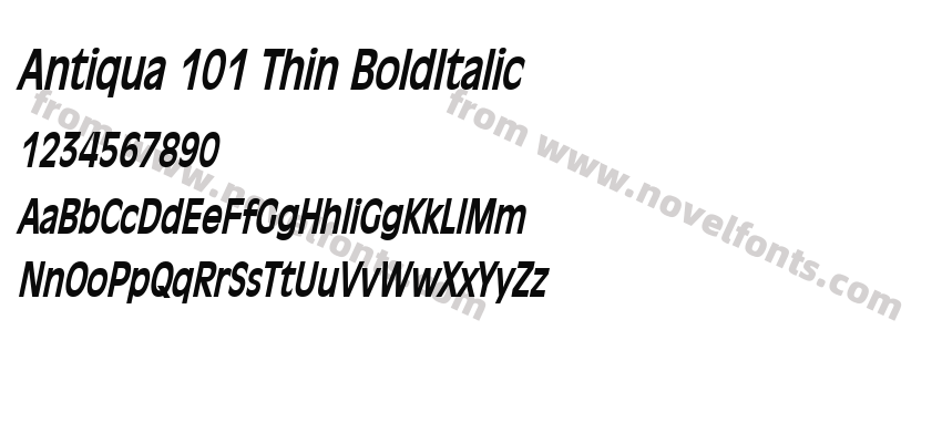 Antiqua 101 Thin BoldItalicPreview