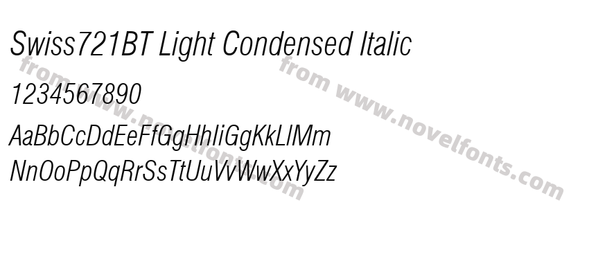 Swiss721BT Light Condensed ItalicPreview