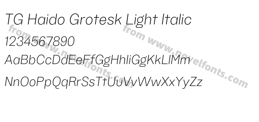 TG Haido Grotesk Light ItalicPreview