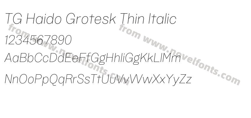 TG Haido Grotesk Thin ItalicPreview