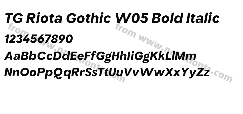 TG Riota Gothic W05 Bold ItalicPreview