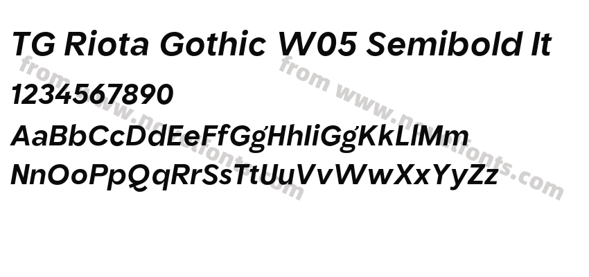 TG Riota Gothic W05 Semibold ItPreview