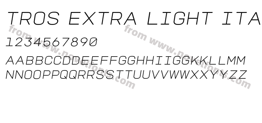 TROS Extra Light ItalicPreview