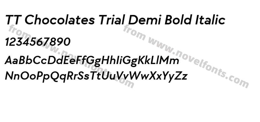TT Chocolates Trial Demi Bold ItalicPreview