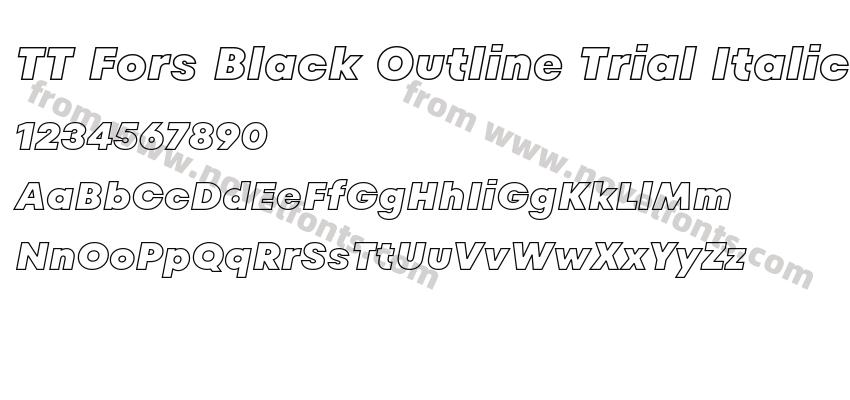 TT Fors Black Outline Trial ItalicPreview