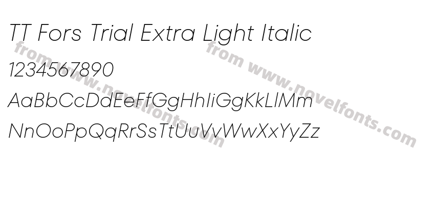 TT Fors Trial Extra Light ItalicPreview