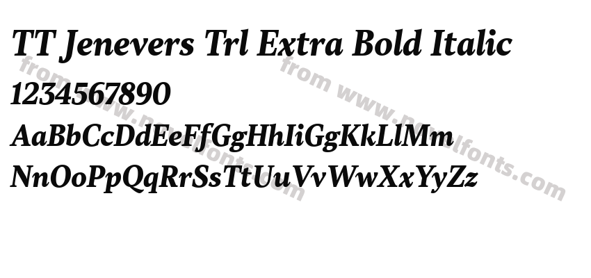 TT Jenevers Trl Extra Bold ItalicPreview