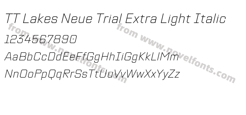 TT Lakes Neue Trial Extra Light ItalicPreview