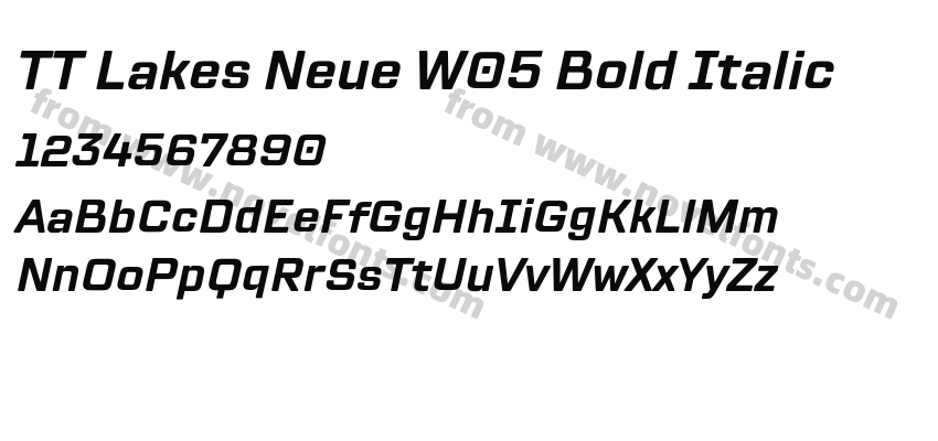 TT Lakes Neue W05 Bold ItalicPreview