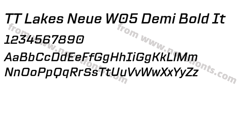 TT Lakes Neue W05 Demi Bold ItPreview