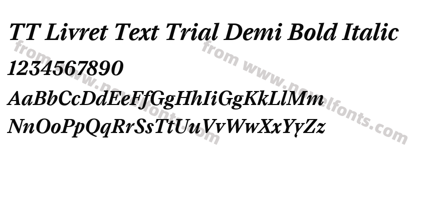 TT Livret Text Trial Demi Bold ItalicPreview