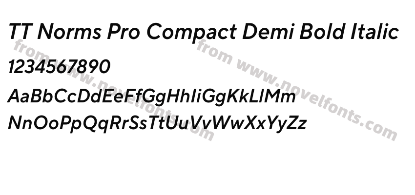 TT Norms Pro Compact Demi Bold ItalicPreview