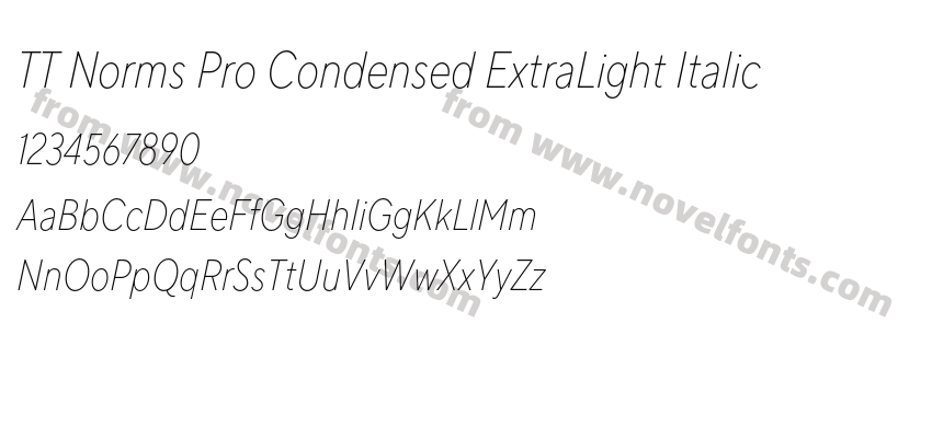 TT Norms Pro Condensed ExtraLight ItalicPreview
