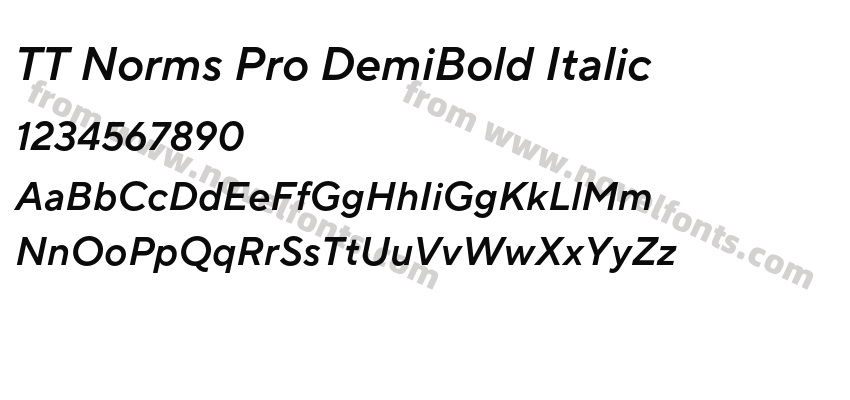 TT Norms Pro DemiBold ItalicPreview