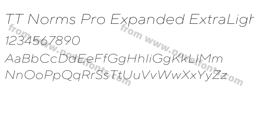 TT Norms Pro Expanded ExtraLight ItalicPreview