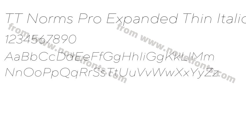 TT Norms Pro Expanded Thin ItalicPreview