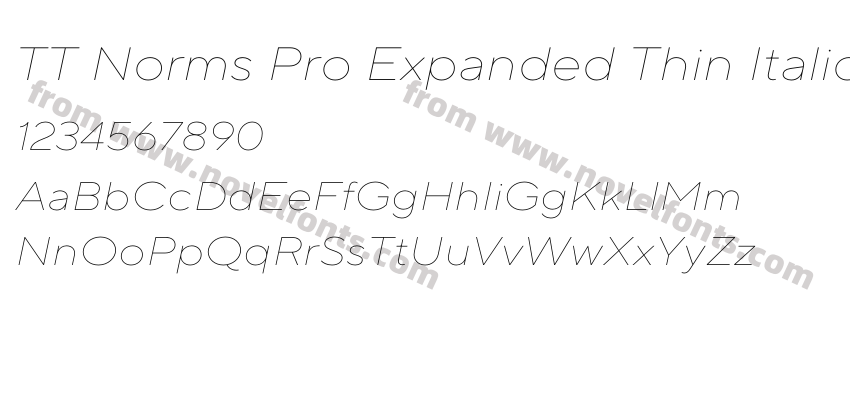 TT Norms Pro Expanded Thin ItalicPreview