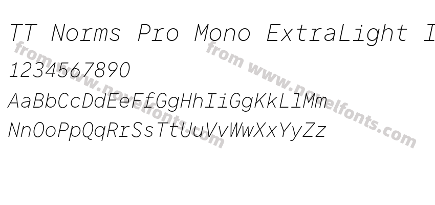TT Norms Pro Mono ExtraLight ItalicPreview