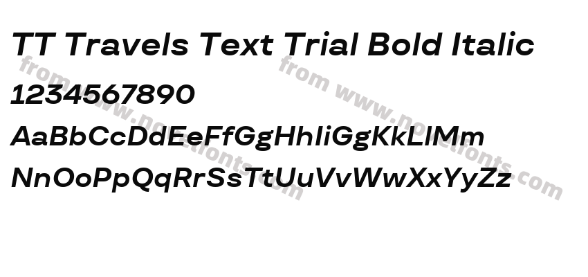 TT Travels Text Trial Bold ItalicPreview