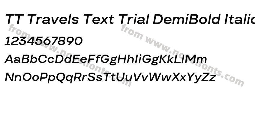 TT Travels Text Trial DemiBold ItalicPreview