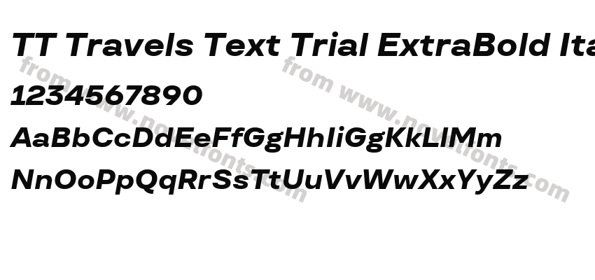 TT Travels Text Trial ExtraBold ItalicPreview