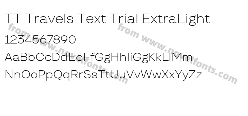 TT Travels Text Trial ExtraLightPreview
