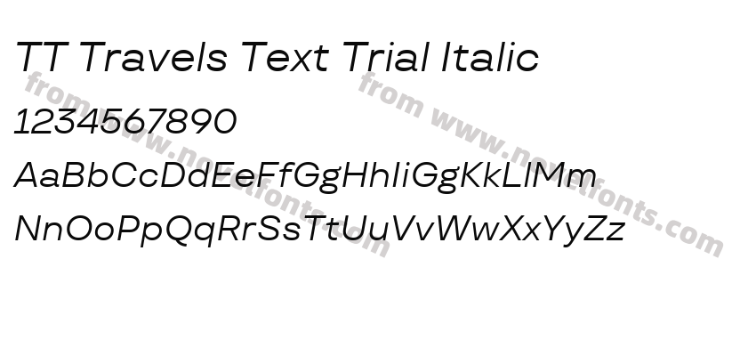 TT Travels Text Trial ItalicPreview